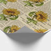 Sonnenblumen und Vintages Zeitungspapier Geschenkpapier (Ecke)