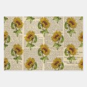 Sonnenblumen und Vintages Zeitungspapier Geschenkpapier Set (Vorderseite 3)