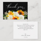 Sonnenblumen und Weiß Blütenschwarz 2B Kleines Dan Mitteilungskarte (Vorne/Hinten)