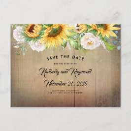 Sonnenblumen und weiße Blume fallen Save the Date Ankündigungspostkarte