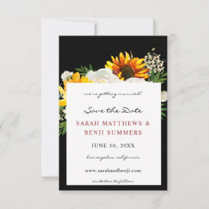 Sonnenblumen und Weiße Blüte B Künstlerisch Save t The Date