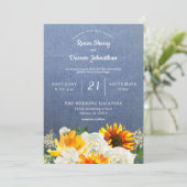 Sonnenblumen und Weiße Rose Blumen auf Jean Weddin Einladung (Stehend Vorderseite)