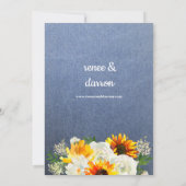 Sonnenblumen und Weiße Rose Blumen auf Jean Weddin Einladung (Rückseite)