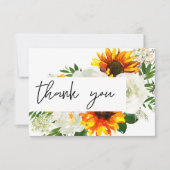 Sonnenblumen und Weiße Rosen Dankeskarte (Vorderseite)