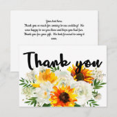 Sonnenblumen und Weißrosen Dankeskarte (Vorne/Hinten)