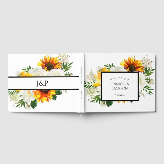 Sonnenblumen und Weißrosen, Künstlerisch Gästebuch (Voll)