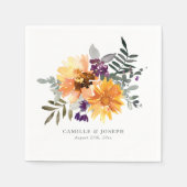 Sonnenblumen und Wildblume Aquarellpapier Napkins Serviette (Vorderseite)