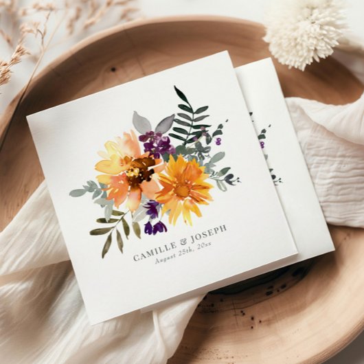 Sonnenblumen und Wildblume Aquarellpapier Napkins Serviette