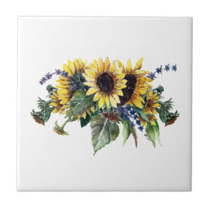 Sonnenblumen und Wildblume Bouquet Tile Fliese