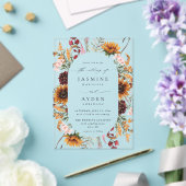 Sonnenblumen und Wildblumen Blumenzehen Acryleinladungen (In Situ (Hochzeit))