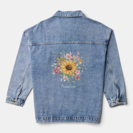Sonnenblumen und Wildblumen Jeansjacke (Rückseite)