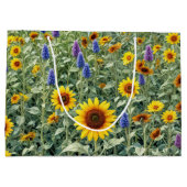 Sonnenblumen- und Wildblumenfeld Große Geschenktüte (Rückseite)