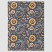 Sonnenblumen und Wirbel Navy Blue Gold Decoupage Seidenpapier (Vorderseite)