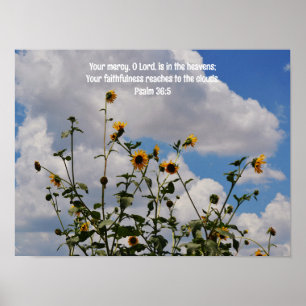 Sonnenblumen und Wolken Bibel Verse Art Poster