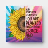 Sonnenblumen und Zitat Fotoplatte (Vorderseite)