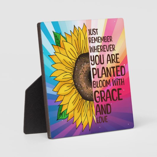 Sonnenblumen und Zitat Fotoplatte (Vorderseite)