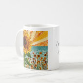 Sonnenblumen und Zitat Kaffeetasse (Vorderseite Links)