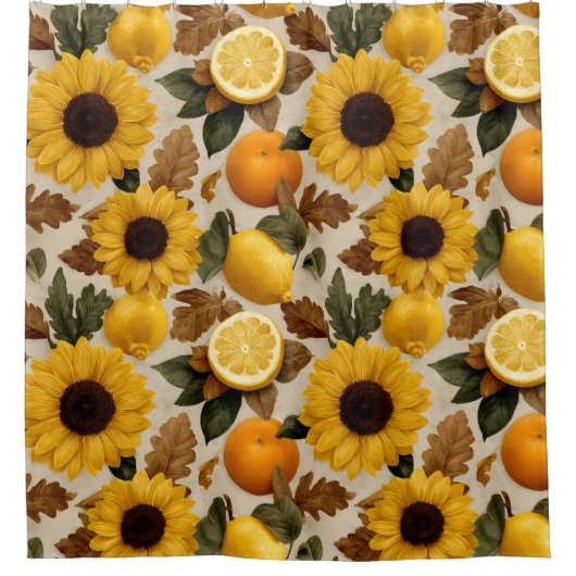 Sonnenblumen und Zitrusfrüchte Wohngestaltung im H Duschvorhang (Vorderseite)