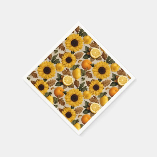 Sonnenblumen und Zitrusfrüchte Wohngestaltung im H Serviette (Ecke)