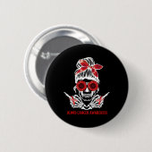 Sonnenblumen-Unordentlicher-Dutt-Totenkopf-Rotes-B Button (Vorne & Hinten)
