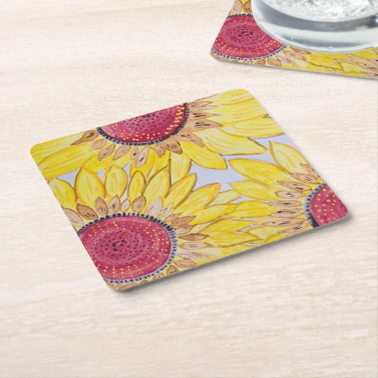 Sonnenblumen-Untersetzer Rechteckiger Pappuntersetzer (angewinkelt)