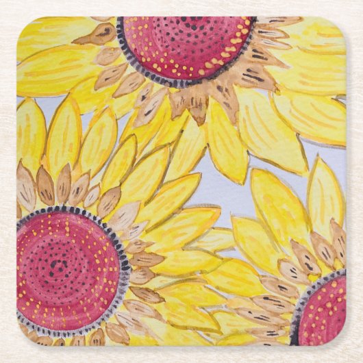 Sonnenblumen-Untersetzer Rechteckiger Pappuntersetzer (Vorderseite)