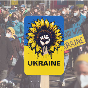 Sonnenblumen unterstützen die Ukraine-Fahne überal Fächer