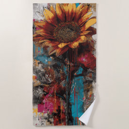 Sonnenblumen-Urbane-Straßenkunst-Illustration Strandtuch