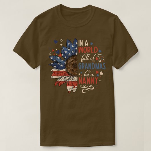 Sonnenblumen US-Flagge in einer Welt voller Grandm T-Shirt (Design vorne)