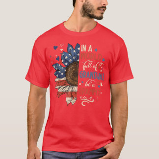 Sonnenblumen US-Flagge in einer Welt voller Grandm T-Shirt