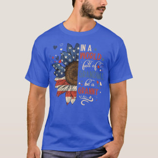 Sonnenblumen US-Flagge in einer Welt voller Grandm T-Shirt
