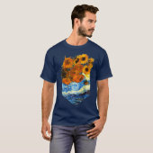 Sonnenblumen Van Gogh Vintage Blumenpocket T-Shirt (Vorne ganz)