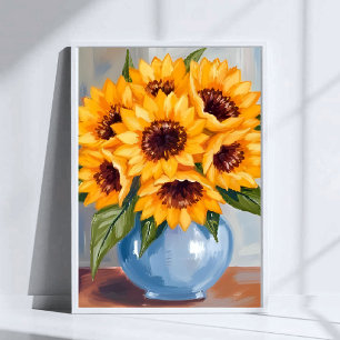 Sonnenblumen-Vase Aquarell-Blumenstrauß Poster