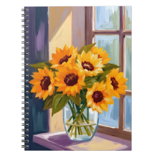 Sonnenblumen-Vase   Florales gelbes Blumenbouquet  Notizblock