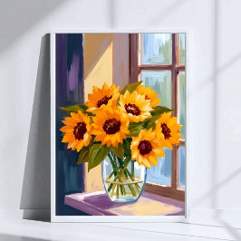 Sonnenblumen-Vase | Florales gelbes Blumenbouquet  Poster