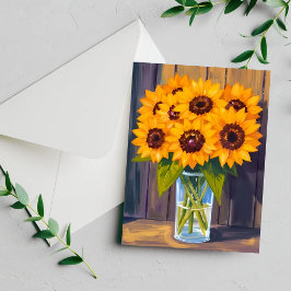 Sonnenblumen-Vase | Gelbe Blume Wasserfarben Karte
