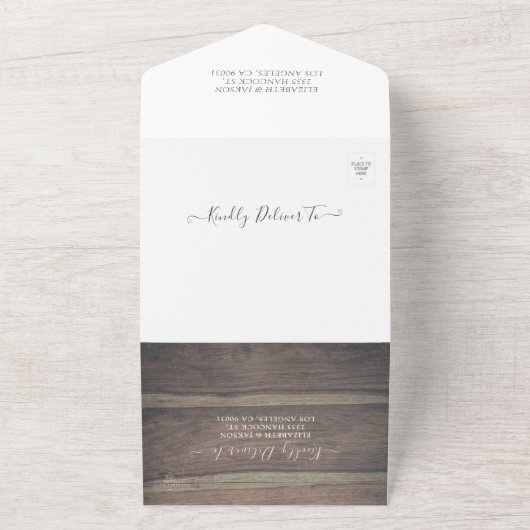 Sonnenblumen verleihen der rustikalen Holzsaitenbl All In One Einladung (Außenbereich)