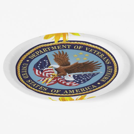 Sonnenblumen Veteranen Papier Teller (Schrägansicht)