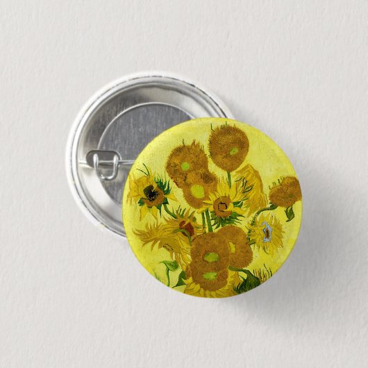 Sonnenblumen Vincent van Gogh Button (Vorne & Hinten)