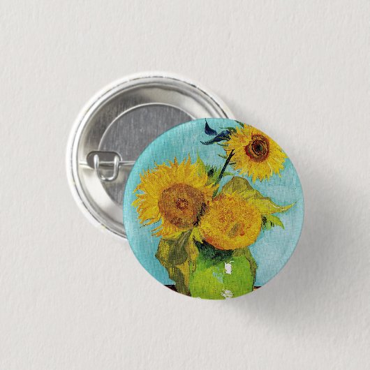 Sonnenblumen Vincent van Gogh Button (Vorne & Hinten)