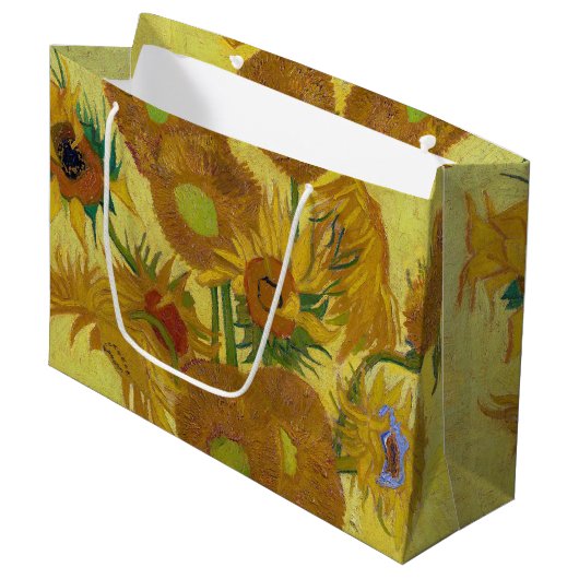 Sonnenblumen, Vincent van Gogh Große Geschenktüte (Vorderseite Schrägansicht)