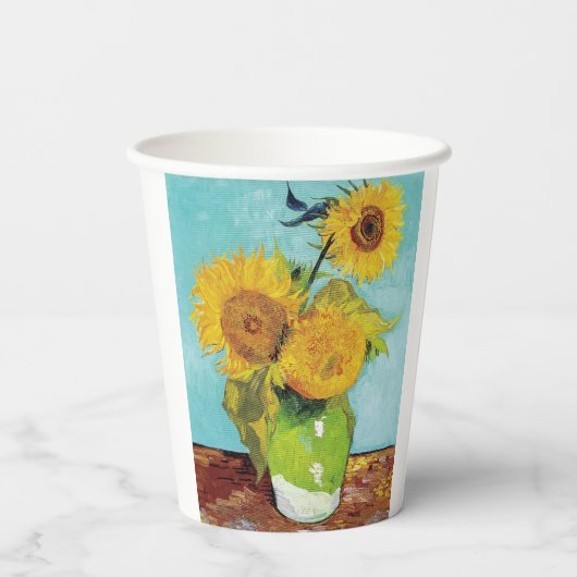 Sonnenblumen Vincent van Gogh Pappbecher (Rückseite)