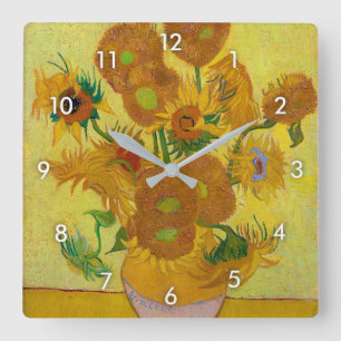 Sonnenblumen, Vincent van Gogh Quadratische Wanduhr