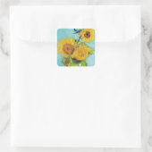 Sonnenblumen Vincent van Gogh Quadratischer Aufkleber (Tasche)