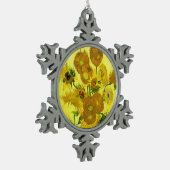 Sonnenblumen Vincent van Gogh Schneeflocken Zinn-Ornament (Links)