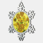 Sonnenblumen Vincent van Gogh Schneeflocken Zinn-Ornament (Rechts)
