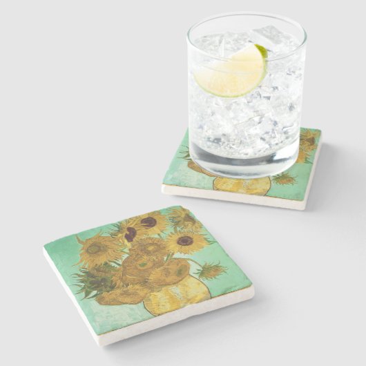 Sonnenblumen Vincent van Goghs |, 1888 Steinuntersetzer (Seitenansicht)