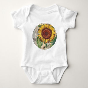 Sonnenblumen Vintag Damask Blume Art Baby Strampler