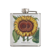 Sonnenblumen Vintag Damask Blume Art Flachmann (Rückseite)