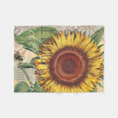 Sonnenblumen Vintag Damask Blume Art Fleecedecke (Vorderseite (Horizontal))